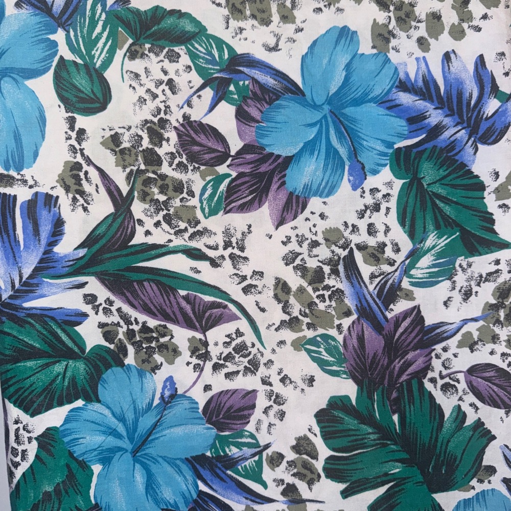 Hampton Print Works Fabric Tarzan & Jane 3 Yards 54" Blue Purple Floral Leopard